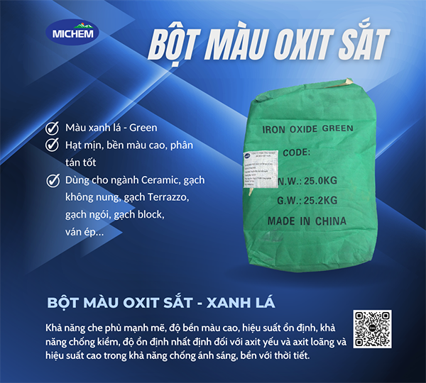 Bột màu Oxit sắt - màu xanh lá