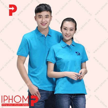 Áo thun đồng phục quảng cáo màu xanh - Đồng Phục Iphom - Công Ty TNHH Sản Xuất Thương Mại Dịch Vụ May Phú Mỹ