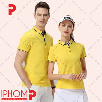 Áo thun đồng phục công ty màu vàng - Đồng Phục Iphom - Công Ty TNHH Sản Xuất Thương Mại Dịch Vụ May Phú Mỹ
