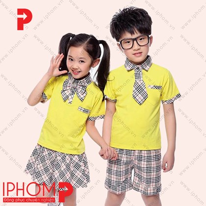 Đồng phục học sinh mầm non màu vàng - Đồng Phục Iphom - Công Ty TNHH Sản Xuất Thương Mại Dịch Vụ May Phú Mỹ