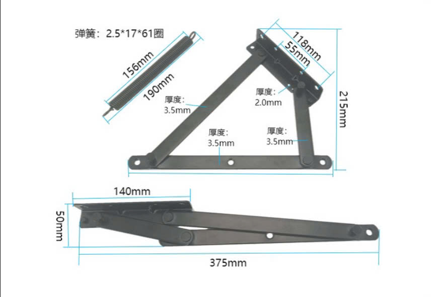 Bàn lề lò xo tam giác nâng - Phụ Kiện Nội Thất  Sacom - Công Ty TNHH Thương Mại Dịch Vụ Quốc Tế Sacom