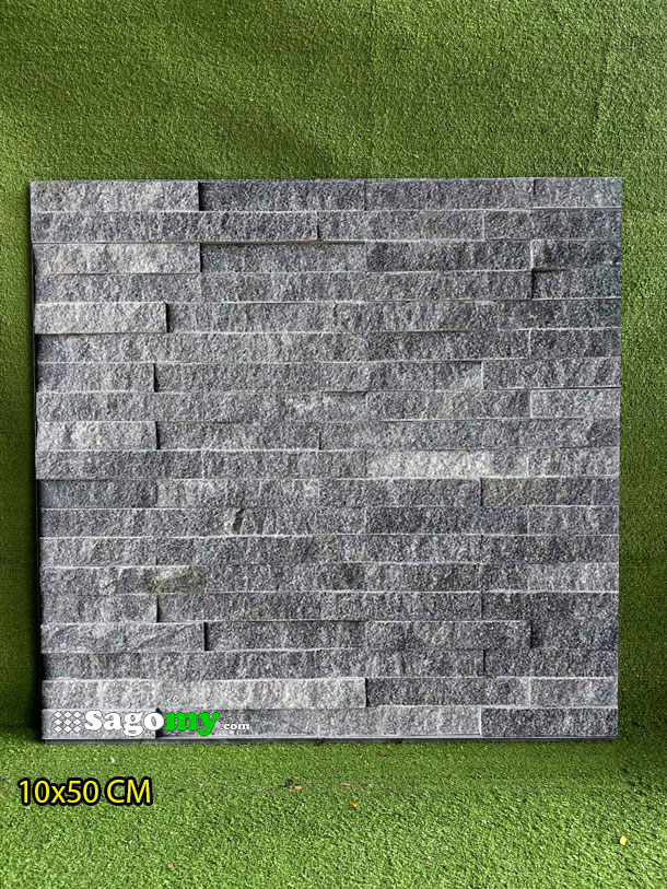 Đá ghép đen 10x50cm ánh kim ốp ngoài trời