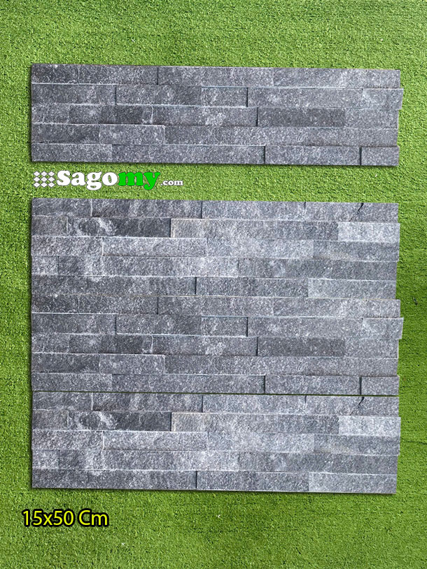 Đá ghép đen 15x50cm ốp tường ngoài trời
