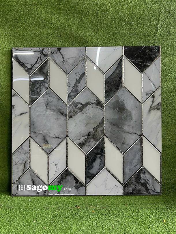 Gạch 30x30cm màu xanh nhũ bạc hình thoi STSG303016