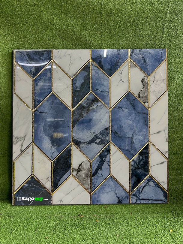 Gạch 30x30cm nhũ vàng vân đá màu xanh dương STSG303014