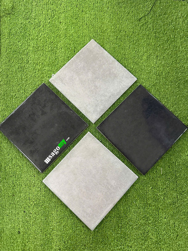 Gạch thẻ vuông xám xi măng bóng đậm nhạt 15x15cm