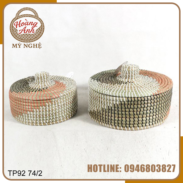 Giỏ cói có nắp đậy - Thủ Công Mỹ Nghệ Hoàng Anh - Công Ty TNHH Chiếu Cói Hoàng Anh