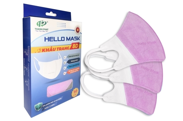 Khẩu trang y tế Hello Mask 8D hồng