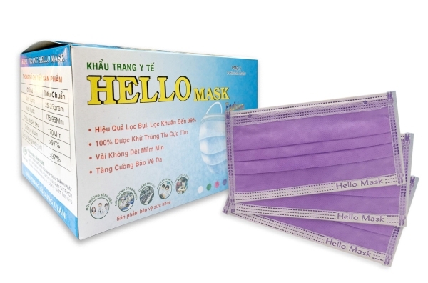 Khẩu trang y tế Hello Mask tím