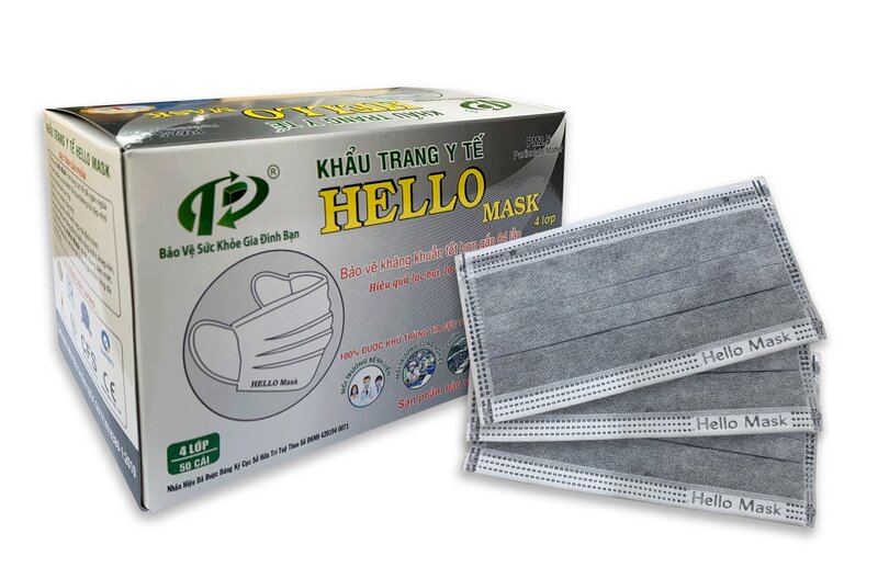 Khẩu trang y tế Hello Mask xám