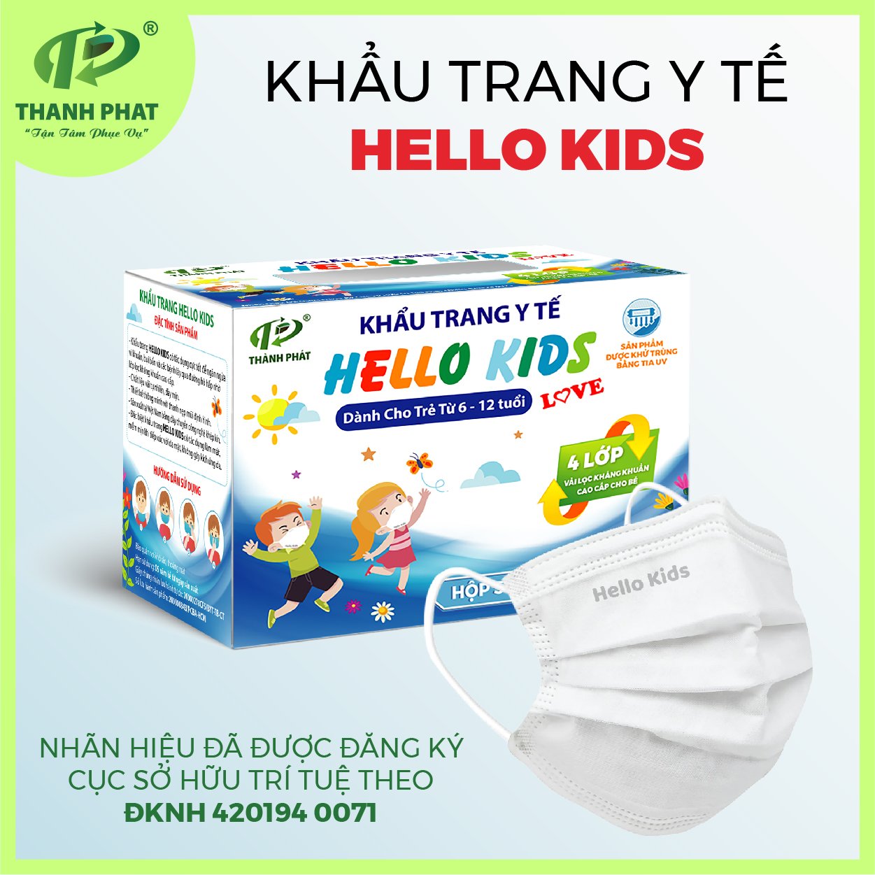 Khẩu trang Hello Kids hộp 50-mẫu mới - Khẩu Trang Y Tế Hello Mask - Vật Tư Y Tế - Công Ty TNHH Phát Triển Xuất Nhập Khẩu Thành Phát