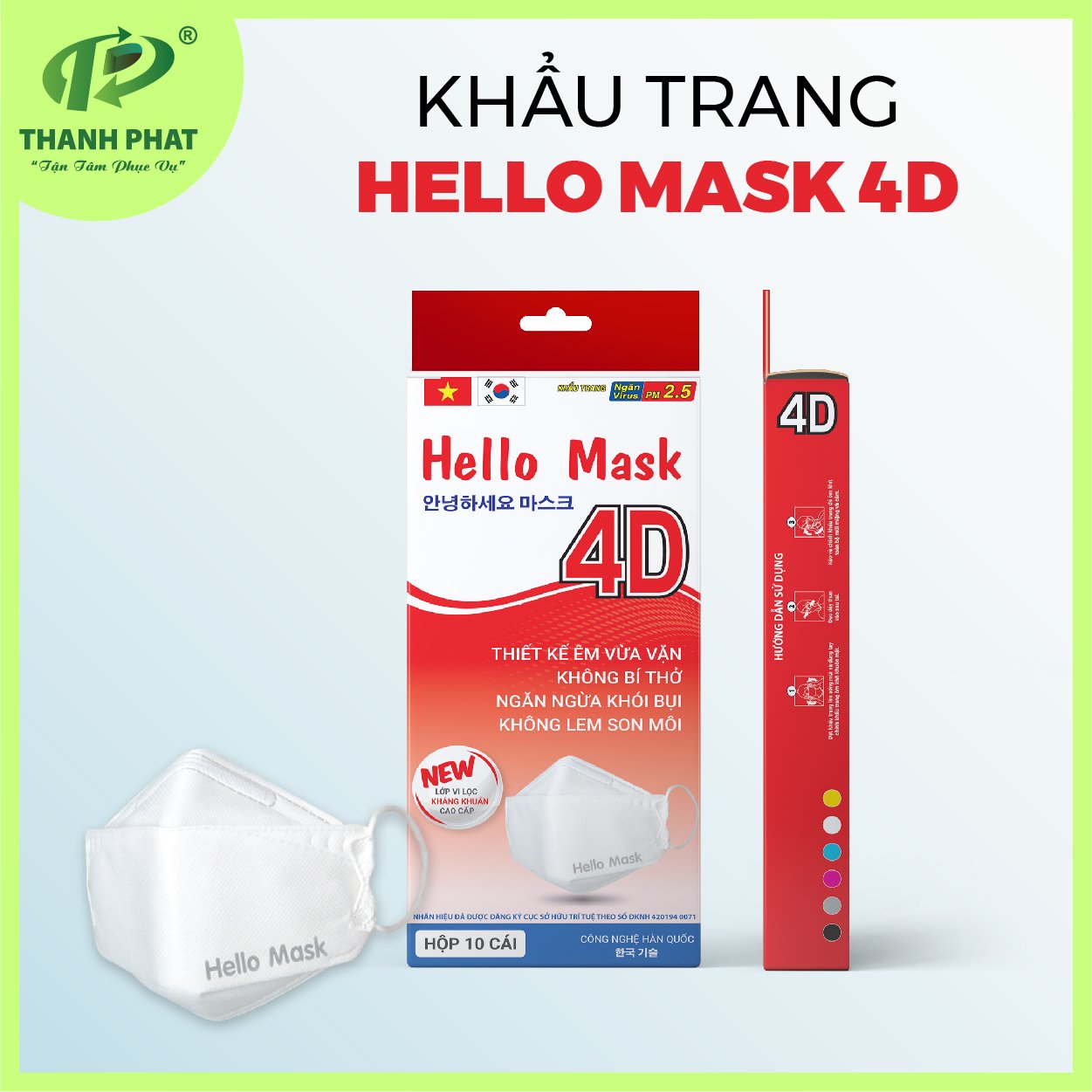 Khẩu trang cao cấp 4D Hello Mask - Khẩu Trang Y Tế Hello Mask - Vật Tư Y Tế - Công Ty TNHH Phát Triển Xuất Nhập Khẩu Thành Phát