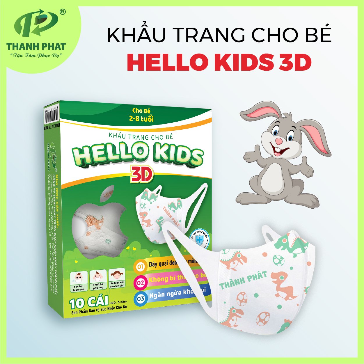 Khẩu trang Hello Kids 3D