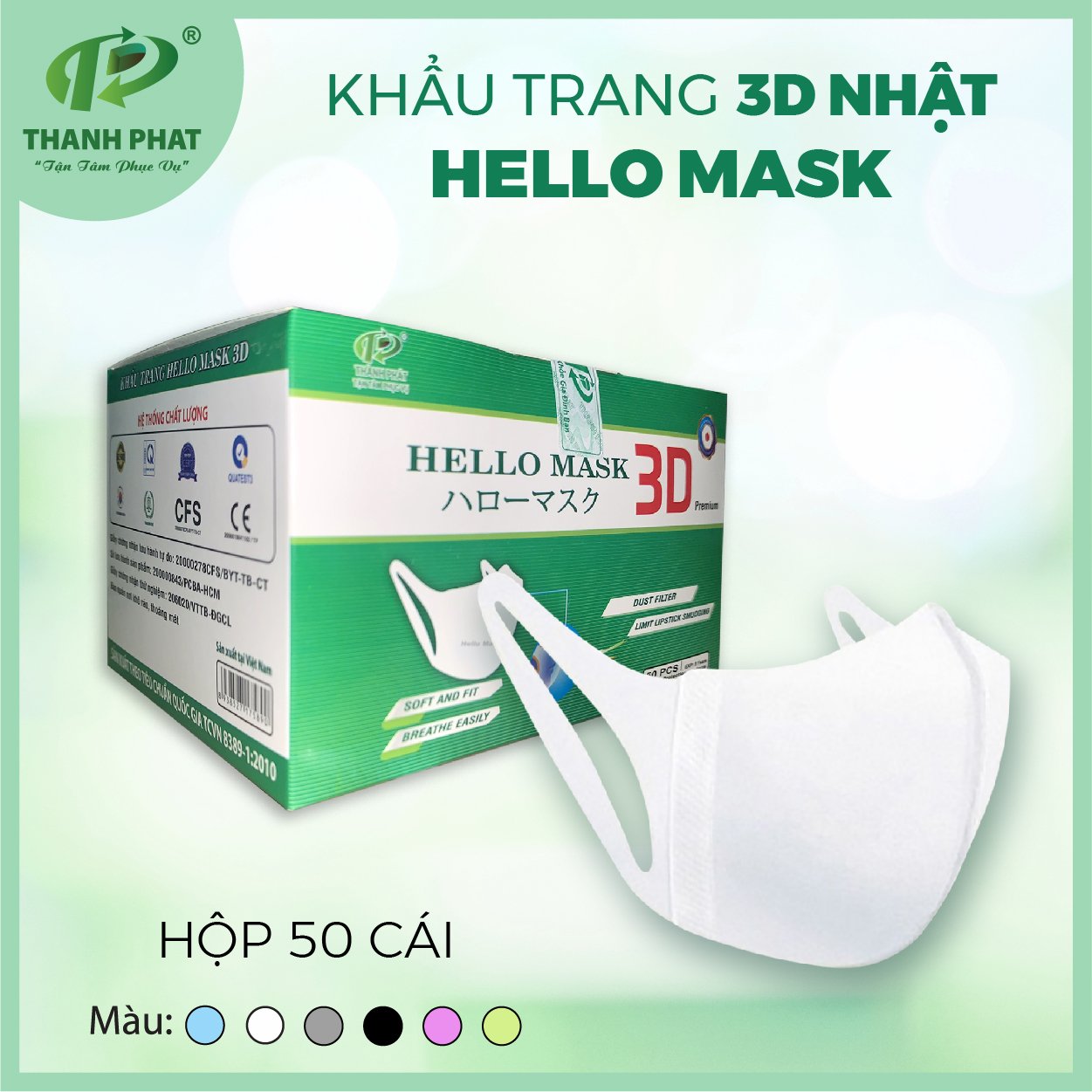Khẩu trang 3D Hello Mask-Japan - Khẩu Trang Y Tế Hello Mask - Vật Tư Y Tế - Công Ty TNHH Phát Triển Xuất Nhập Khẩu Thành Phát