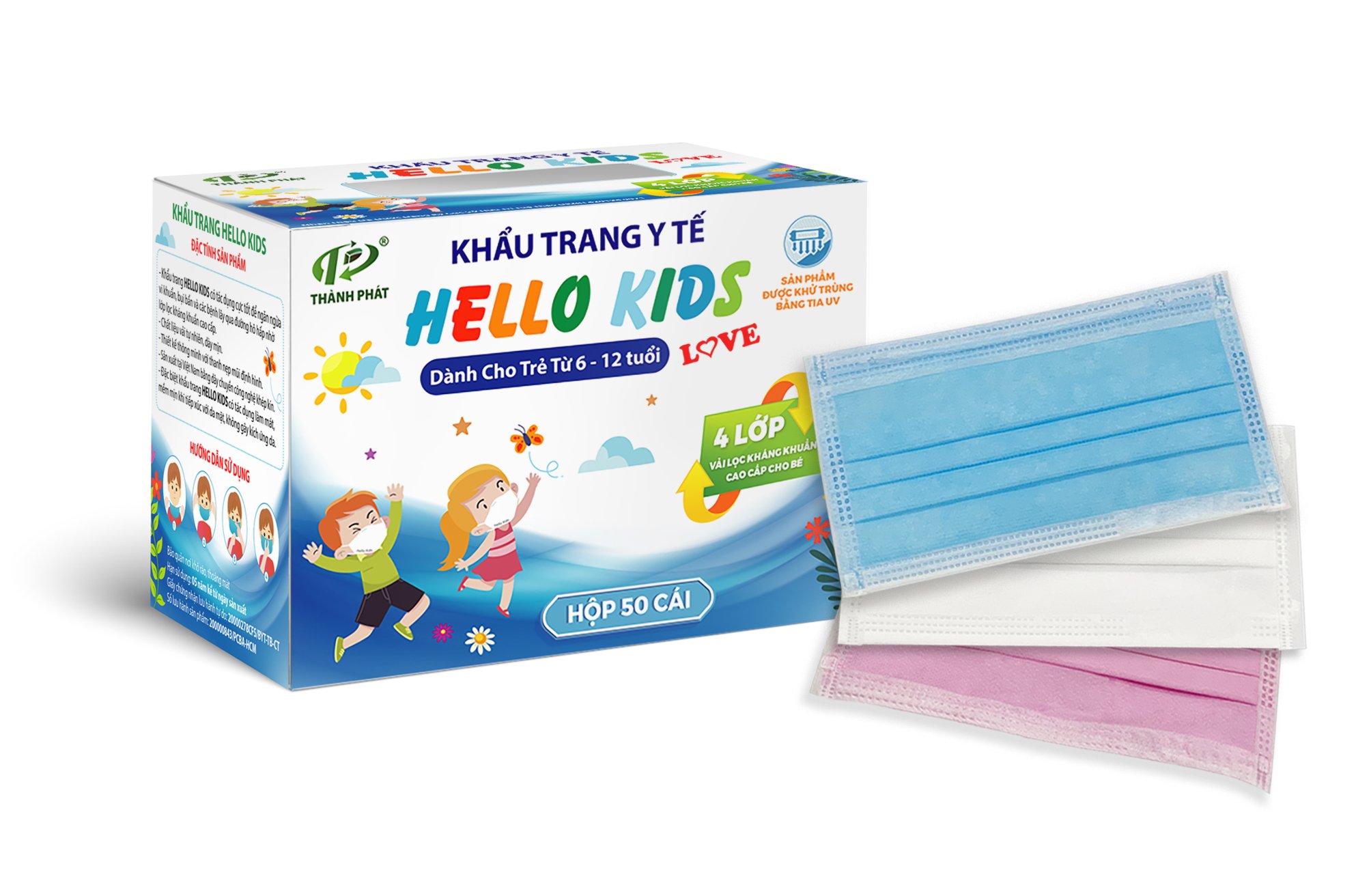 Khẩu trang Hello Kids hộp 50-mẫu mới - Khẩu Trang Y Tế Hello Mask - Vật Tư Y Tế - Công Ty TNHH Phát Triển Xuất Nhập Khẩu Thành Phát