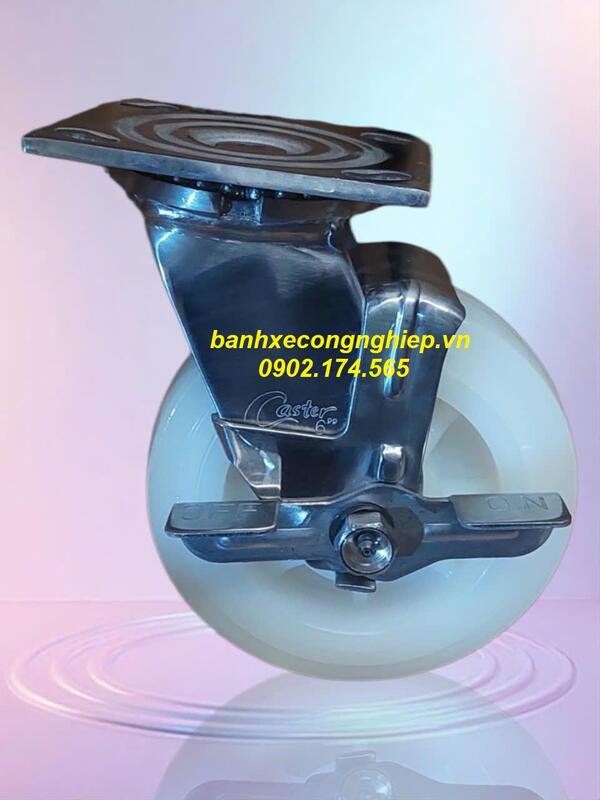 Bánh xe PA càng inox 304 xoay khóa hông tải nặng Caster Serie 4 - Bánh Xe Đẩy Đặng Phát - Công Ty TNHH Cơ Khí Công Nghiệp Đặng Phát