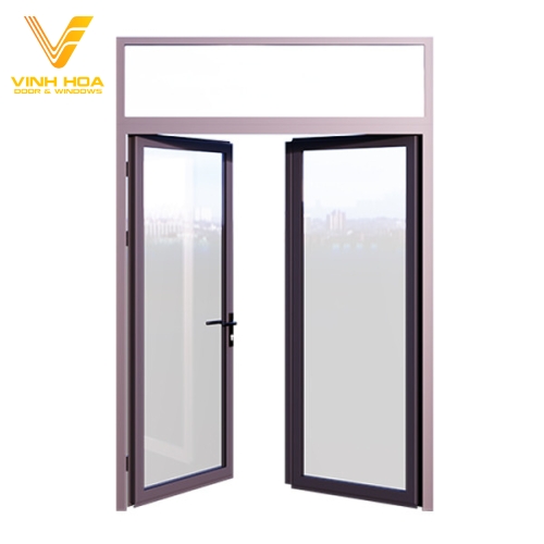 Cửa đi mở quay 2 cánh + ô cố định - Kính Vinh Hoa - Công Ty TNHH MTV Nhôm Kính Vinh Hoa