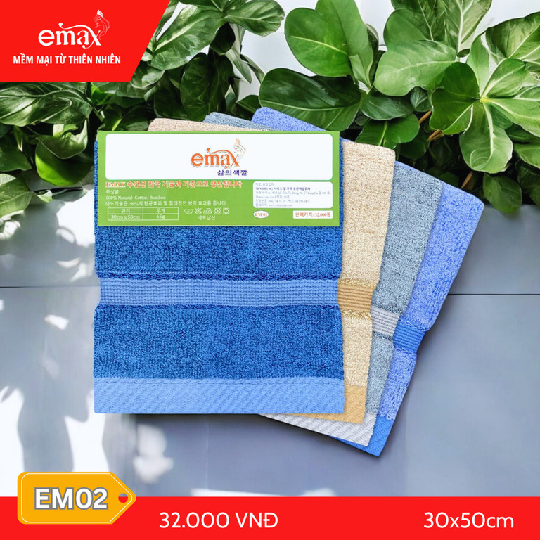 Khăn mặt Cotton sợi tre Emax EM02 - Khăn Khách Sạn Emax - Công Ty TNHH DV & TM Minh Hưng