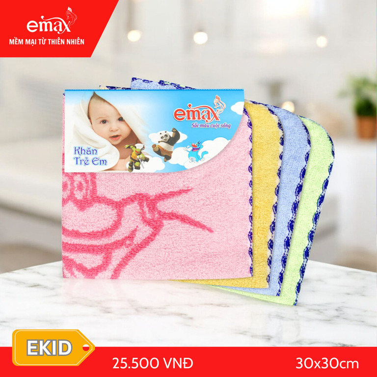 Khăn mặt Cotton trẻ em cao cấp Emax Ekids - Khăn Khách Sạn Emax - Công Ty TNHH DV & TM Minh Hưng