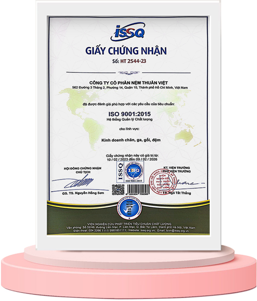 Giấy chứng nhận ISO 9001:2015 - Nệm Thuần Việt - Công Ty Cổ Phần Nệm Thuần Việt