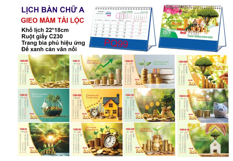 Lịch để bàn chữ A