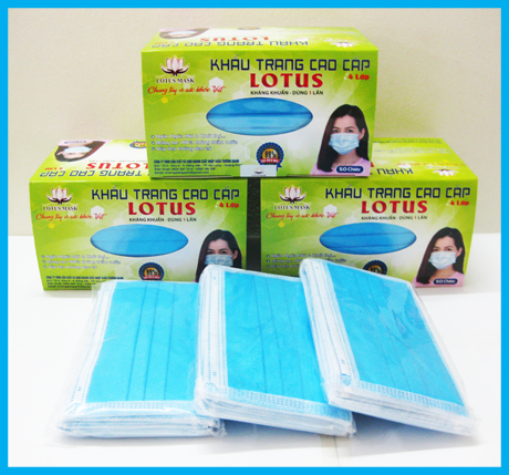 Khẩu trang Lotus xanh 4 lớp dày (50 cái) - Khẩu Trang Y tế Lotus - Công Ty TNHH Sản Xuất Và Kinh Doanh XNK Trường Giang
