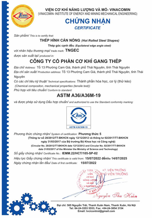 ASTM A36/A36M-19 - Cơ khí Gang Thép TNGEC - Công Ty Cổ Phần Cơ Khí Gang Thép