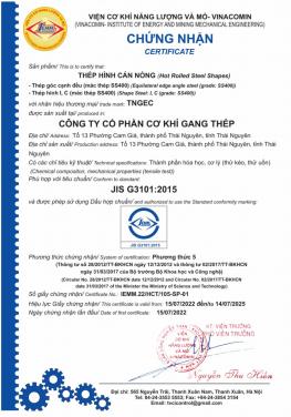 JIS G3101:2015 - Cơ khí Gang Thép TNGEC - Công Ty Cổ Phần Cơ Khí Gang Thép