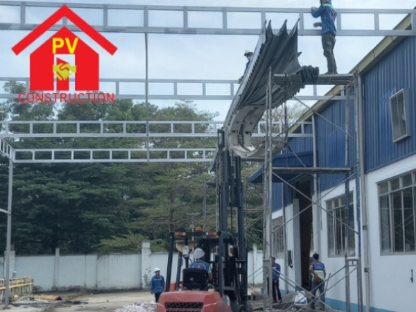 Thi công mái che bạc di động