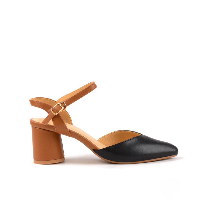 Sandal cao gót tròn cam đen - Công Ty CP Đầu Tư Fascom