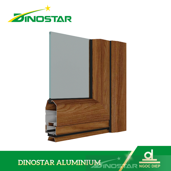 Cửa đi 2 cánh mở quay trong và fix hệ ND-55 - Nhôm Dinostar - Công Ty Cổ Phần Nhôm Ngọc Diệp