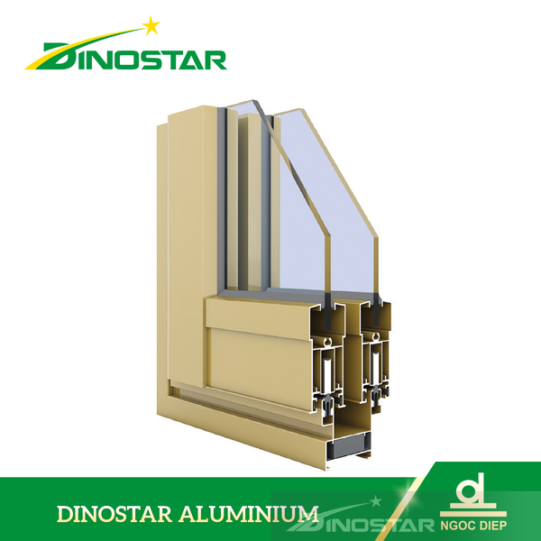 Cửa trượt và vách cố định hệ ND-V2600 - Nhôm Dinostar - Công Ty Cổ Phần Nhôm Ngọc Diệp