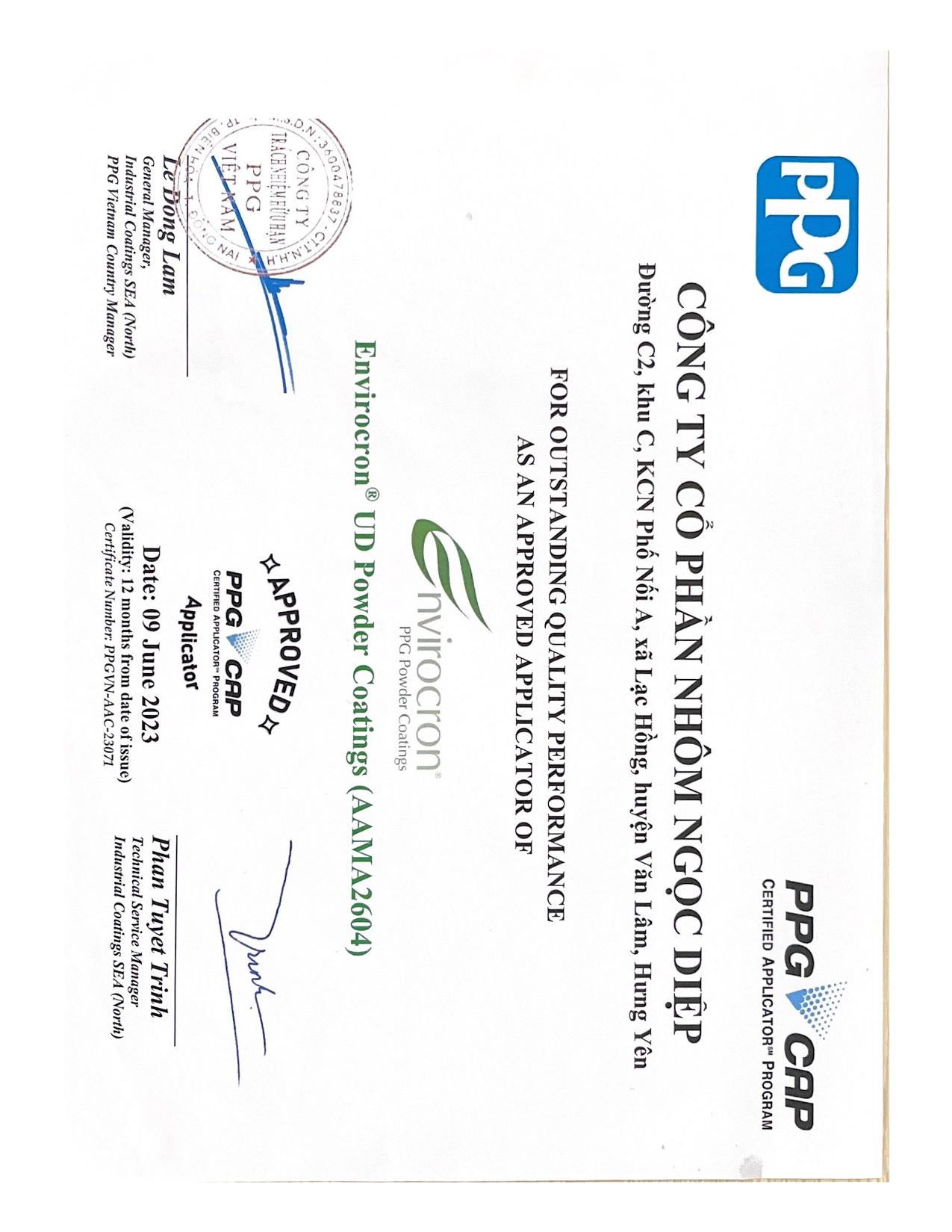 PPG 2023 - Nhôm Dinostar - Công Ty Cổ Phần Nhôm Ngọc Diệp