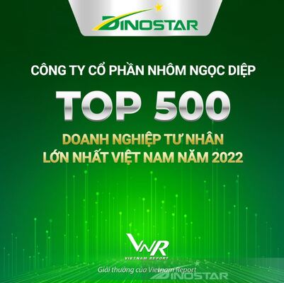 TOP 500 doanh nghiệp tư nhân lớn nhất Việt Nam 2022 - Nhôm Dinostar - Công Ty Cổ Phần Nhôm Ngọc Diệp