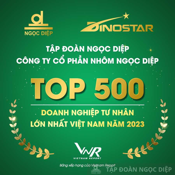 TOP 500 doanh nghiệp tư nhân lớn nhất Việt Nam 2023 - Nhôm Dinostar - Công Ty Cổ Phần Nhôm Ngọc Diệp