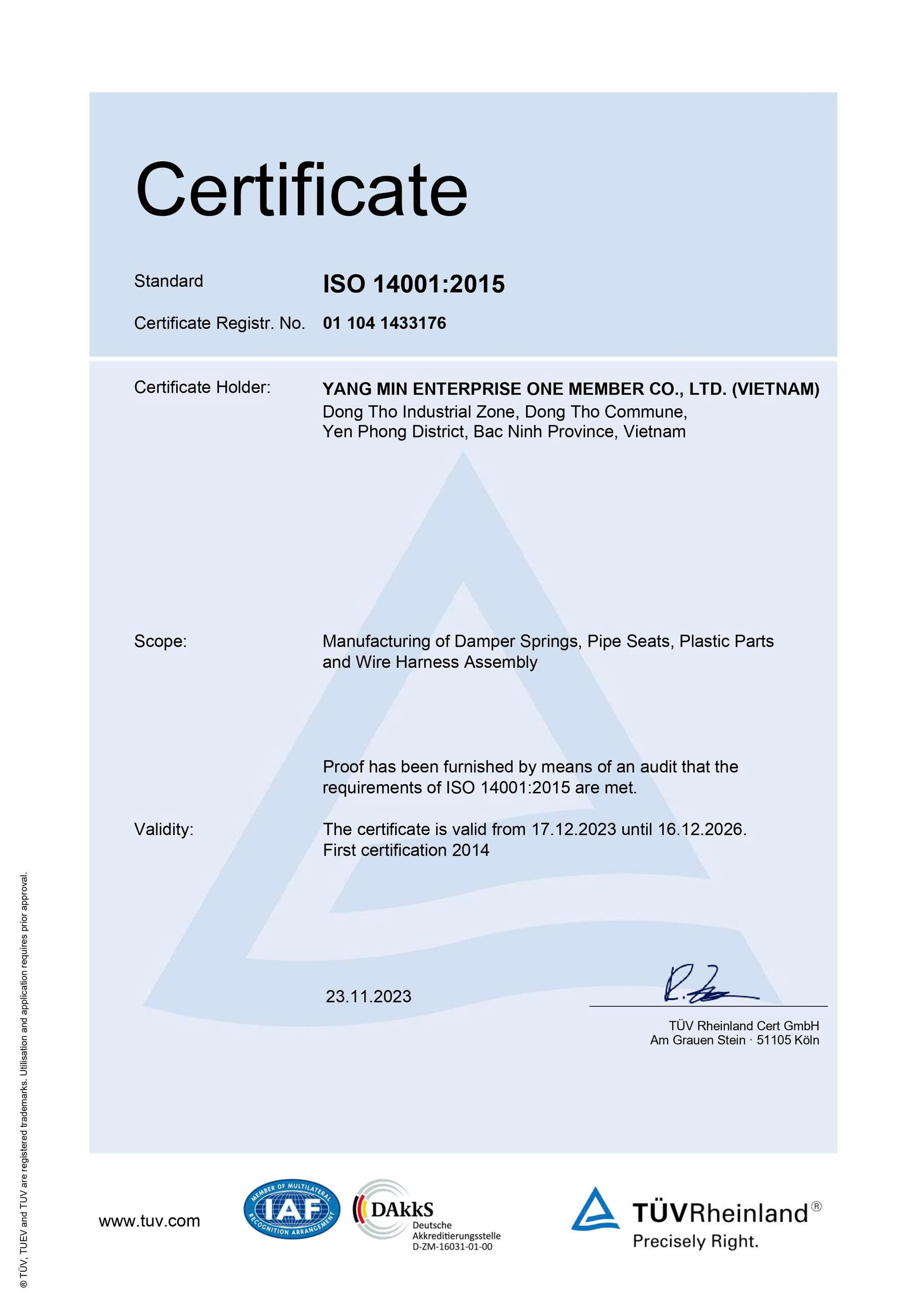 Chứng nhận ISO 14001:2015