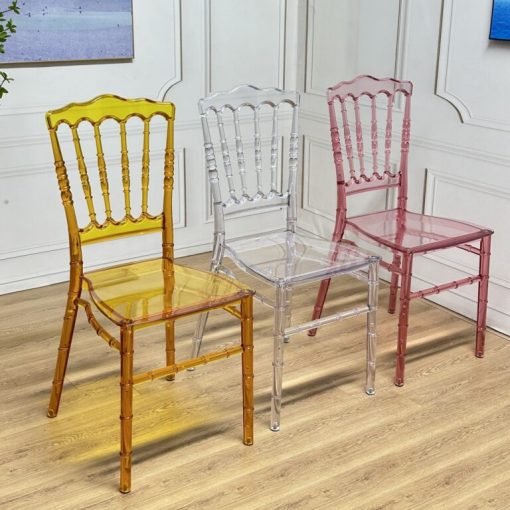 Bộ 3 ghế trong suốt nguyên khối Chanel, Napoleon, Queen - Bàn Ghế Nội thất XCOM - Công Ty TNHH XCOM