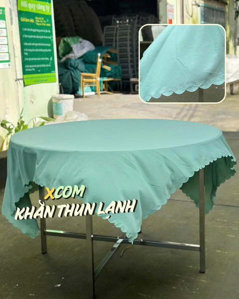 Khăn bàn tròn thun ép lạnh cắt vuông 1m6x1m6 - Bàn Ghế Nội thất XCOM - Công Ty TNHH XCOM