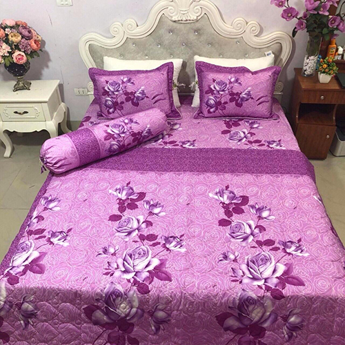 Set chăn ga hè 5 món - Hoa hồng tím - Nhà Phân Phối Vải Chăn Ga Gối Đệm Quang Hùng