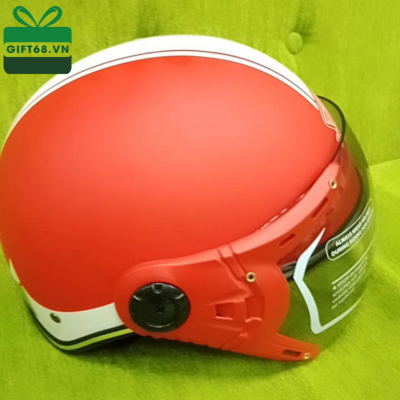 Mũ bảo hiểm nửa đầu có kính màu đỏ in logo - Quà Tặng Hà Thành - Công Ty TNHH Quà Tặng Hà Thành