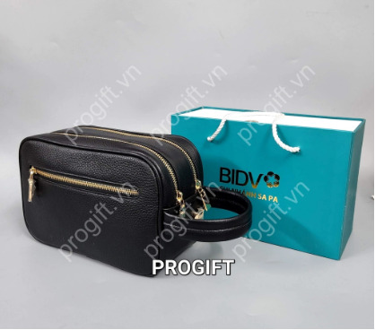 Ví da Golf Clutch logo BIDV mạ vàng - Quà Tặng PROGIFT - Công Ty Cổ Phần In Và Truyền Thông Công Nghệ