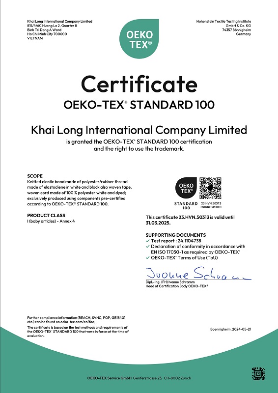 Chứng nhận OEKO TEX Standard 100