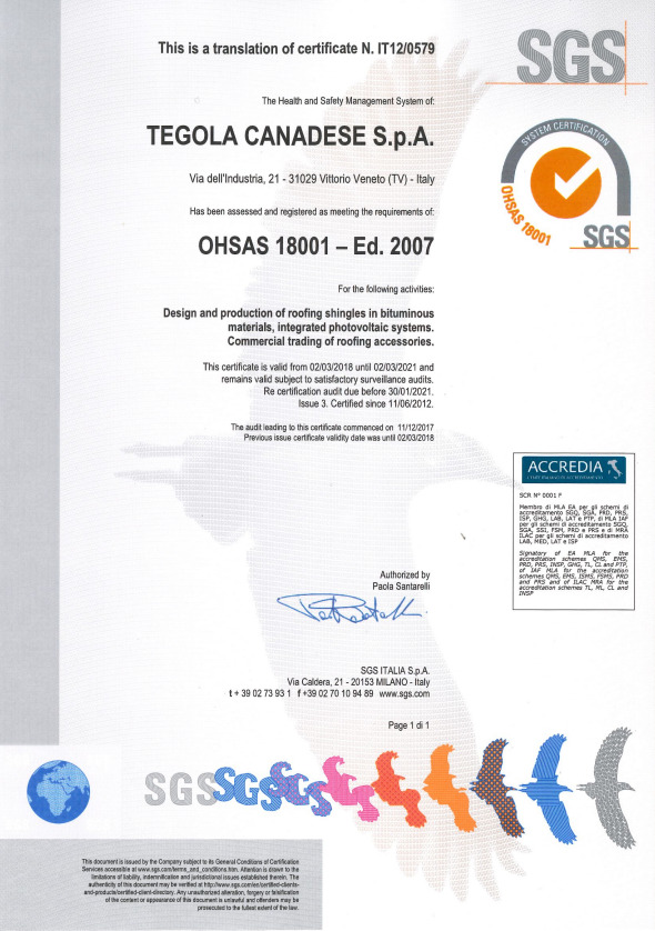 Tegola - OHSAS