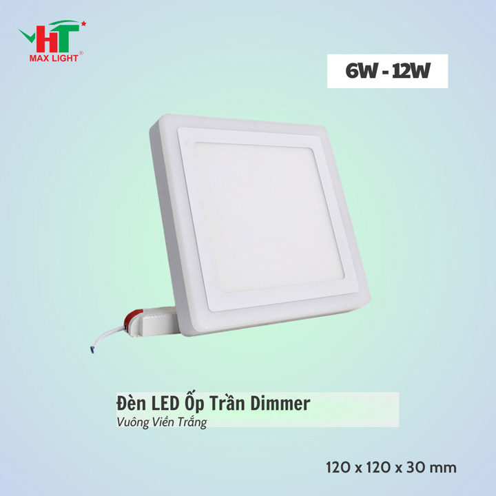 Đèn LED ốp trần vuông dimmer trắng
