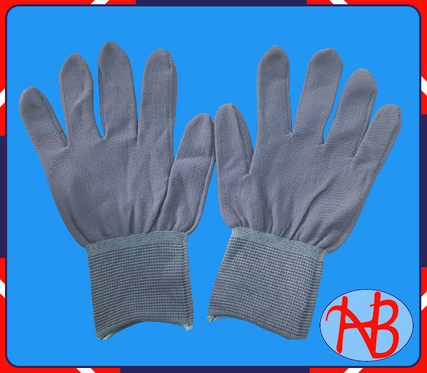 Găng tay sợi polyester màu xám không phủ PU - PUX
