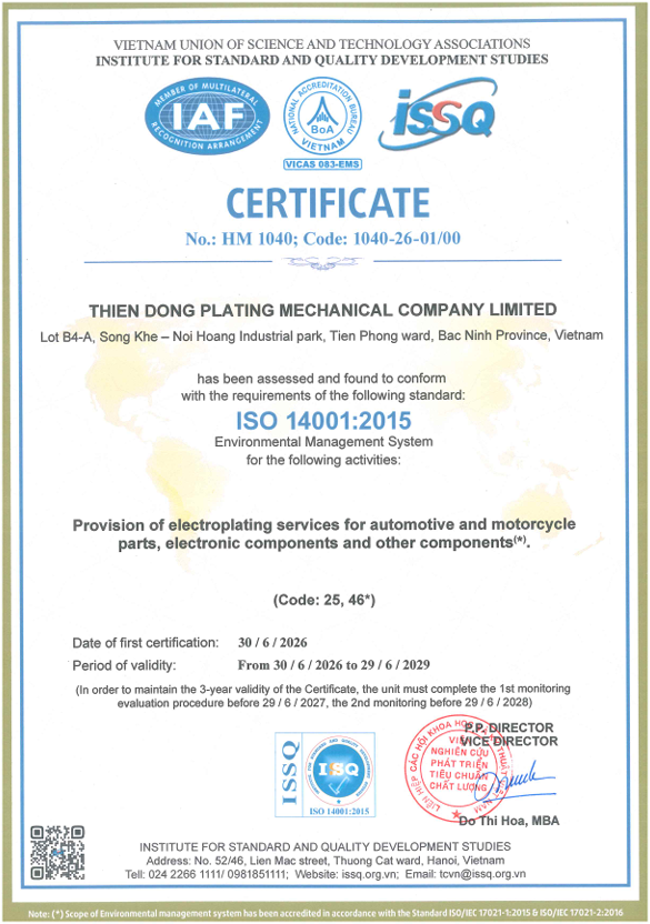 Chứng nhận ISO 14001:2015