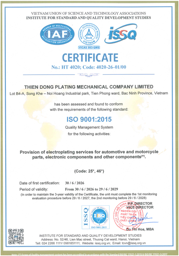 Chứng nhận ISO 9001:2015
