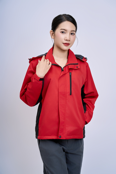 Áo khoác gió đỏ đen - May Đồng Phục Sao Mai - Công Ty TNHH Thương Mại Sao Mai