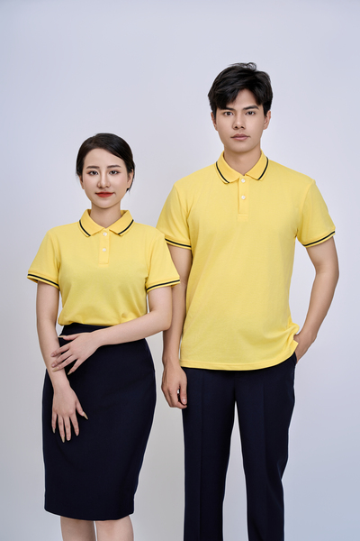 Áo polo vàng viền đen - May Đồng Phục Sao Mai - Công Ty TNHH Thương Mại Sao Mai