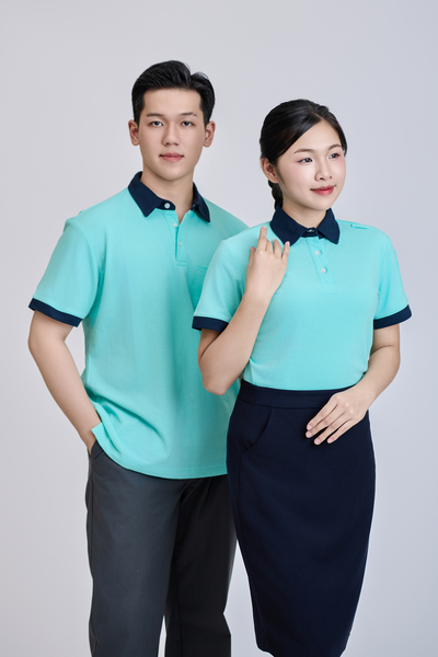 Áo polo xanh nước biển cổ xanh than - May Đồng Phục Sao Mai - Công Ty TNHH Thương Mại Sao Mai